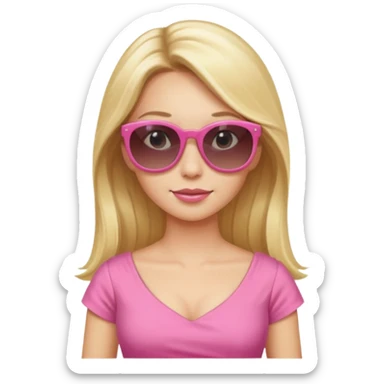 dior women with long blonde hair wear sun glasses, pink dress sticker