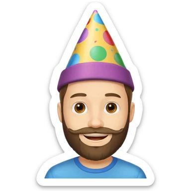 young man with a beard, happy birthday boy sticker