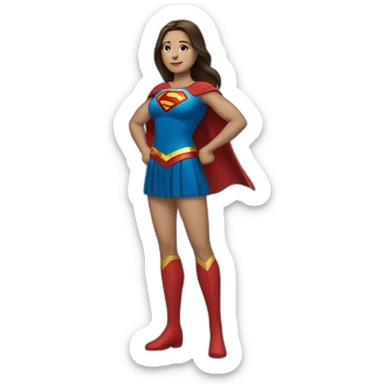 Full-length superwoman with straight brown hair and middle parting sticker