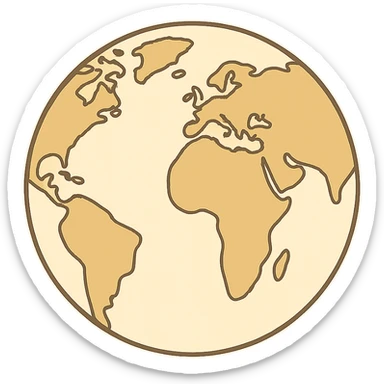 flat toon style beige world globe with minimal details sticker
