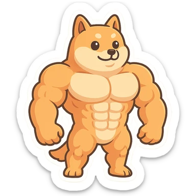 Abstract expression, a Shiba Inu has eight abdominal muscles and a strong body sticker