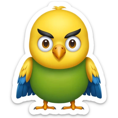 Pappagallo giallo e blu con il giallo sul petto le ali e la coda blu e la fronte poco poco verde sticker