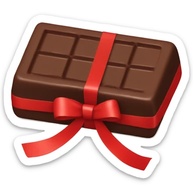 Bar of chocolate with a red ribbon sticker