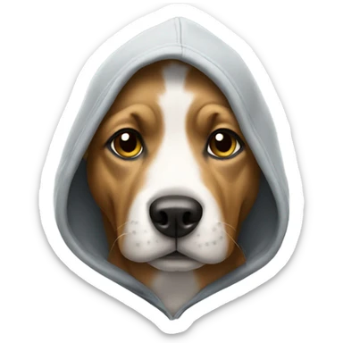 Dog wearing a hoodie sticker