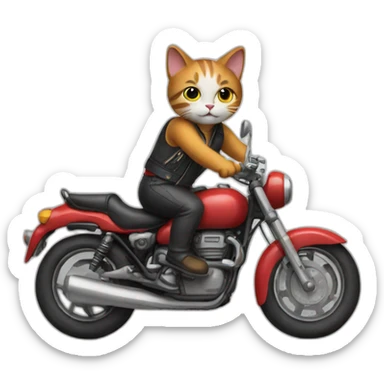 A cat riding a motorcycle sticker