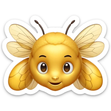 Cinematic Cute Bee Portrait Emoji, Head tilted playfully and inquisitively, featuring a delightfully small, fuzzy body with bright, shimmering eyes and adorable, delicate wings, Simplified yet irresistibly adorable features, highly detailed, glowing with a warm, inviting glow, high shine, affectionate and lively, stylized with a touch of whimsical honeyed charm, soft glowing outline, capturing the essence of a mischievous bee that seems as if it could buzz out of the screen into your arms! sticker
