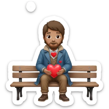 Homeless man with Valentine’s Day decor sticker