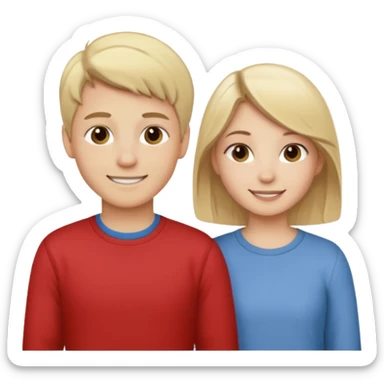 blonde boy smiling with pale brunette girl sticker