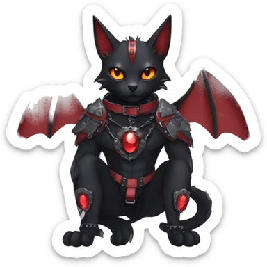 cool edgy black punk red ethereal fantasy nargacuga-bat-cat-Fakemon collar harness full body sticker