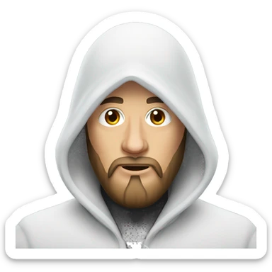 Russian man with beard in a hood covered with snow sticker