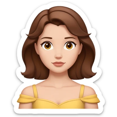 extremely simple belle headshot, shoulders and above only, minimal brown hair, very few details sticker