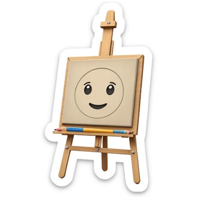 Canvas with pencil sketch,canvas on easel sticker