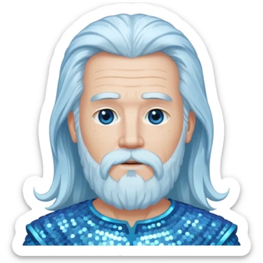 Uranus, The Father Sky with long white hair and beard, pale blue sequin outfit sticker