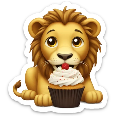 lion eats cupcake sticker