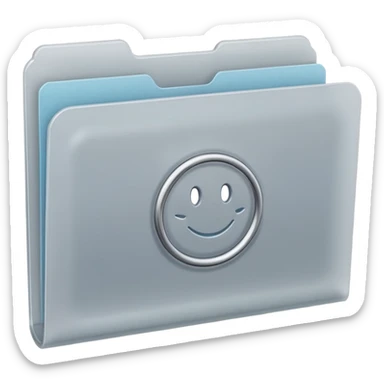 A **minimal emoji-style icon** of a frosted light-gray plastic folder, rectangular with **rounded corner*, **elastic string closure with a circular button** at the center, slightly translucent surface, clean flat front, subtle soft shading, and a **simple tax/forms symbol** 
 sticker