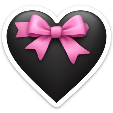 Black heart with pink bow sticker