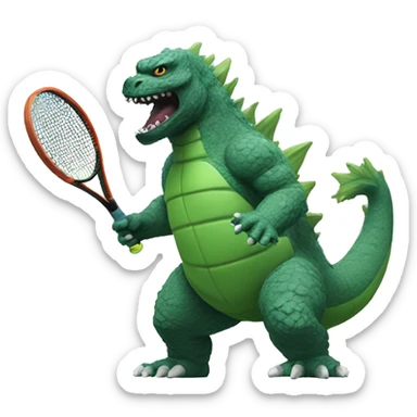 Godzilla playing tennis  sticker