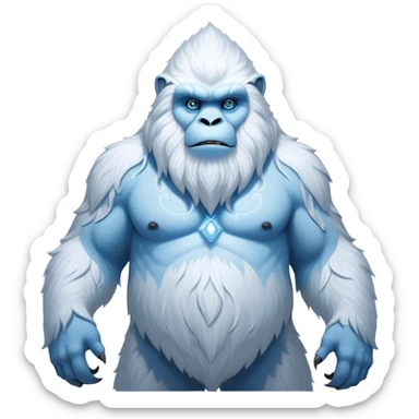 Cinematic Noble Yeti Portrait Emoji, Grand and enigmatic, with a towering, snow-dusted figure in pristine whites and cool blues, exuding ancient, mystical wisdom and stoic majesty, simplified yet exquisitely detailed with frosty textures, glowing with a gentle, icy outline that captures the awe-inspiring presence of a guardian of the frozen wilds! sticker