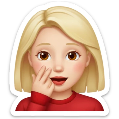 Hand over mouth with blushed cheeks more redness on cheek and smiling  more more redness  sticker