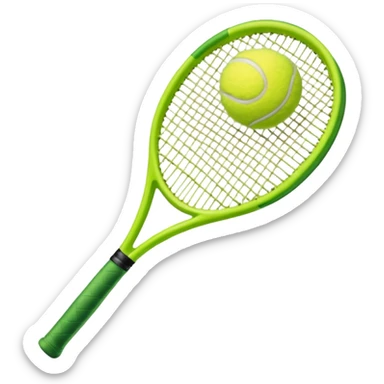 A green dark tennis racket 
(1) with a tennis ball(1) sticker