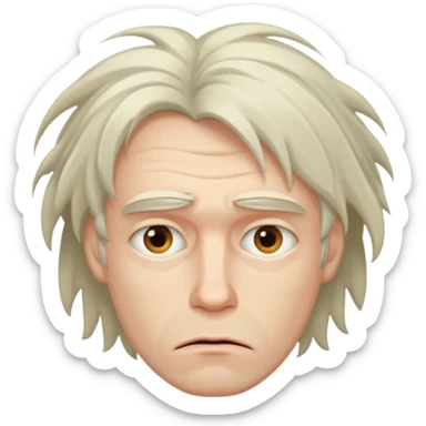 Weak man with disheveled hair sticker