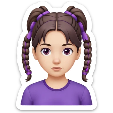 simple girl avatar with pigtails and purple shirt sticker