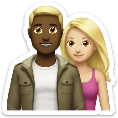 Blonde girl and white head guy outdoor together  sticker