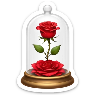 The enchanted rose from Beauty and the beast in its glass bell  sticker