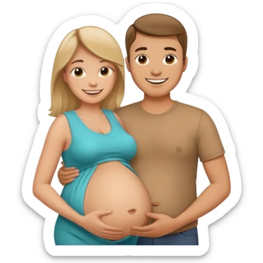Boyfriend holding pregnant girlfriends belly sticker