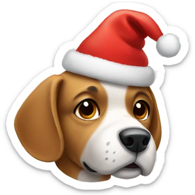 Dog wearing a Christmas hat  sticker