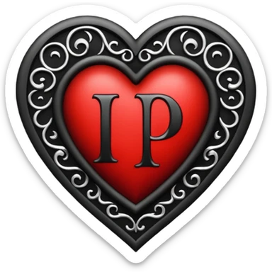 Can you make a heart with a gothic design, I want black and blood red colors . I want the letter I in the middle of the heart sticker