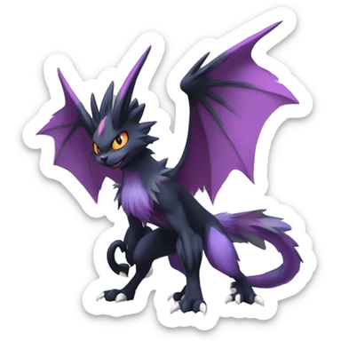Edgy Cool Fluffy Nargacuga-Noivern-Pokémon-fusion-cat Full Body sticker