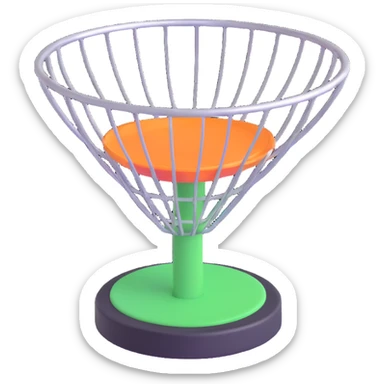 disc golf basket, shiny and dimensional sticker