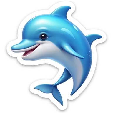 Cinematic Cheeky Dolphin Portrait Emoji, With a playful tilt of its head and a mischievous sparkle in its eyes, showcasing a sleek, shiny body accented by a quirky, animated smile and a cheeky wink, Simplified yet hilariously endearing features, highly detailed, glowing with a vibrant, sassy aquatic glow, high shine, spirited and fun, stylized with an air of quirky marine mischief, soft glowing outline, capturing the essence of a super cute dolphin that looks ready to splash its way into viral fame with playful charm! sticker