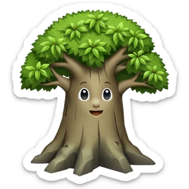 Tree hugging a rock of similar size with its branches  sticker
