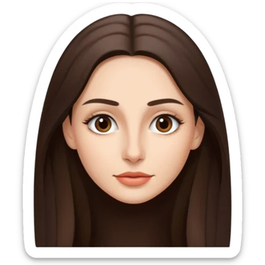 a brunette with thin nose almost sharp jaw line perfect eye brows and long hair  sticker