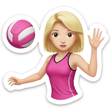 Blonde Girl hitting pink volleyball  sticker