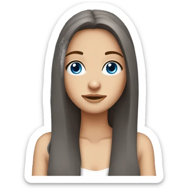 Brunette girl pretty blue eyes long hair sticker