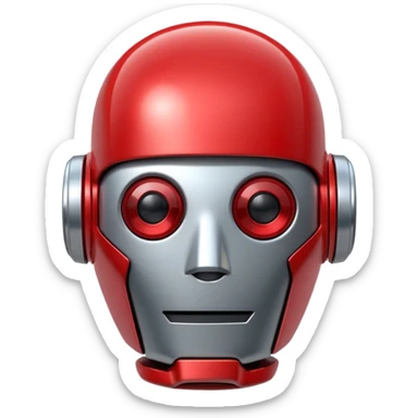 robot head next to a video play button sticker