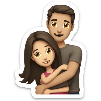 Man with dark brown hair hugging girlfriend with brown hair  sticker