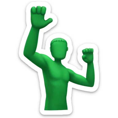 two green raised arms sticker