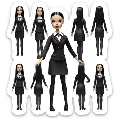 Clean gothic Wednesday Addams Barbie. Creepy , show full body  sticker