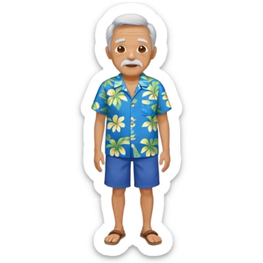 old man in blue  hawaiian shirt blue short full body sticker