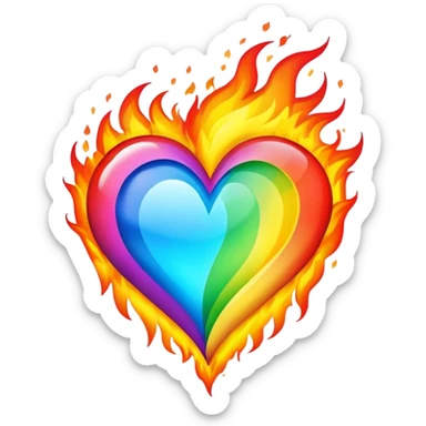 Rainbow heart fire emoji  sticker