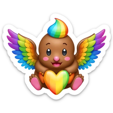 rainbow poop with wings sticker
