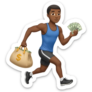 Black Man running with moneybag 💰 sticker