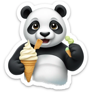 Panda eating ice cream sticker