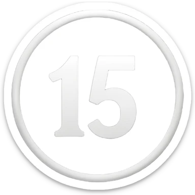 The number 15 in a black circle sticker