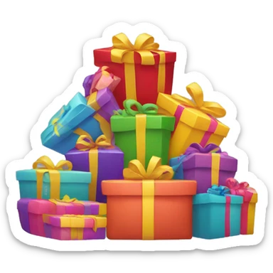 Pile of colorful gifts sticker