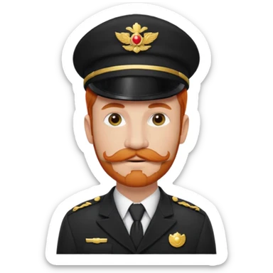 bellboy face long hair ginger bellboy red hat mustache sticker